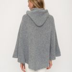 Women Merino Wool Poncho in Gray Color and Toggle Closure, Comfortable Wool Poncho DROP - Image 3