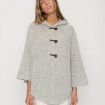 Women Merino Wool Poncho in Gray Color and Toggle Closure, Comfortable Wool Poncho DROP - Image 4