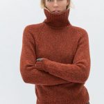 100% Merino Wool Women's Turtleneck in Terracotta Color, Light Merino Pullover - Image 3