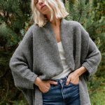 Oversized Alpaca and Merino Wool Women Poncho, Plus size Woolen Womens Sweater MIST - Image 2