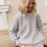 Organic Merino and Cashmere Wool Sweater, Knitted Pullover, Women's Blue Loose Top MAGMA / sky blue - Image 7