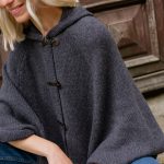 Plus Size Womens Merino Poncho, Woolen Poncho with Hoodie, Knitted Gray Warm Poncho DROP - Image 3