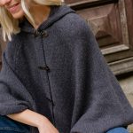 Women Merino Wool Poncho in Gray Color and Toggle Closure, Comfortable Wool Poncho DROP - Image 7