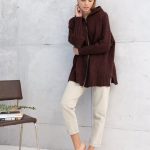 Natural wool Plus Size Woman Poncho, Knitted Merino Wool Sweater - Image 6