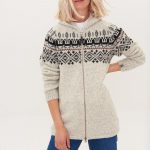 Knitted Wool Jumper, Hooded Jacket with Zip, Organic Wool Sweater for Women SKY - Image 4