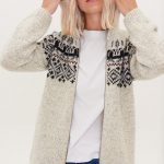 Knitted Wool Jumper, Hooded Jacket with Zip, Organic Wool Sweater for Women SKY - Image 3