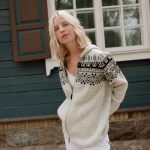Knitted Wool Jumper, Hooded Jacket with Zip, Organic Wool Sweater for Women SKY - Image 2