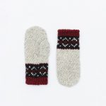 Hand Knitted Pure Organic Wool Mittens with Ornaments, Warm Winter Woolen Women's Gloves - Image 5