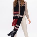 Hand knit woolen scarf with fringles, Organic wool long scarf, black winter scarves - Image 4