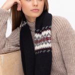 Soft Knitted Wool Women Cowl, Knitted Infinity Scarf, Woolen Winter Loop Scarf in Black - Image 3
