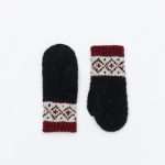 Hand Knitted Pure Organic Wool Mittens with Ornaments, Warm Winter Woolen Women's Gloves - Image 7