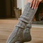 White natural wool socks, Womens high knee socks, Vintage woolen long socks - Image 7