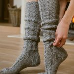 White natural wool socks, Womens high knee socks, Vintage woolen long socks - Image 9