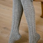 White natural wool socks, Womens high knee socks, Vintage woolen long socks - Image 6