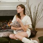 White natural wool socks, Womens high knee socks, Vintage woolen long socks - Image 2