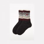 Vintage Black Boots Socks, Scandinavian Hygge Hand Knitted Wool Socks, Unisex Woolen Socks - Image 4