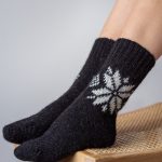 Gray Natural Wool Boots Socks, Scandinavian Hygge Hand Knitted Wool Socks, Unisex Woolen Socks - Image 6