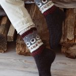 Vintage Black Boots Socks, Scandinavian Hygge Hand Knitted Wool Socks, Unisex Woolen Socks - Image 2
