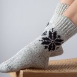 Gray Natural Wool Boots Socks, Scandinavian Hygge Hand Knitted Wool Socks, Unisex Woolen Socks