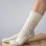 Hand Knitted Wool Women's Socks, Cosy Vintage Woolen Socks, Gift for Mother, Knit Wool White Socks - Image 5