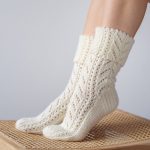 Hand Knitted Wool Women's Socks, Cosy Vintage Woolen Socks, Gift for Mother, Knit Wool White Socks - Image 6