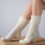 Hand Knitted Wool Women's Socks, Cosy Vintage Woolen Socks, Gift for Mother, Knit Wool White Socks - Image 7