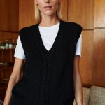 Black cashmere merino sweater vest, Knitted cashmere wool vest - Image 4