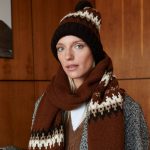 Natural Wool Cap Scarf Set, Icelandic Scarf knit Set Gift, Winter crochet cap, Warm brown men cap scarf - Image 3