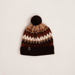 Natural Wool Cap Scarf Set, Icelandic Scarf knit Set Gift, Winter crochet cap, Warm brown men cap scarf - Image 8
