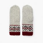 Hand Knitted Pure Organic Wool Mittens with Ornaments, Warm Winter Woolen Women's Gloves