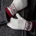 Hand Knitted Pure Organic Wool Mittens with Ornaments, Warm Winter Woolen Women's Gloves - Image 2