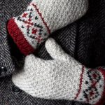 Hand Knitted Pure Organic Wool Mittens with Ornaments, Warm Winter Woolen Women's Gloves - Image 3