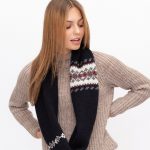 Soft Knitted Wool Women Cowl, Knitted Infinity Scarf, Woolen Winter Loop Scarf in Black