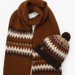 Natural Wool Cap Scarf Set, Icelandic Scarf knit Set Gift, Winter crochet cap, Warm brown men cap scarf - Image 5
