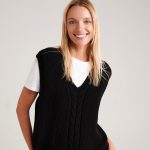 Black cashmere merino sweater vest, Knitted cashmere wool vest