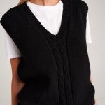 Black cashmere merino sweater vest, Knitted cashmere wool vest - Image 3