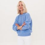 Organic Merino and Cashmere Wool Sweater, Knitted Pullover, Women's Blue Loose Top MAGMA / sky blue - Image 4