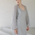 Balloon Sleeves Wedding Mohair Shrug, Superkid Mohair Bolero Shrug, Grey Bridal Cover Up - Image 3