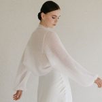 White Wedding Bolero Shrug, Bridal Cover Up, Hand Knitted Soft Superkid Mohair Shrug - Image 3