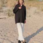 Brown Oversized Jumper with Hood, Knitted Natural Wool Poncho, Plus Size Womens Poncho - Image 8