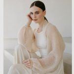 Bridal Cover up Bolero Shawl, Wedding Mohair Shrug, Lightweight Open Front Bridal Sweater - Image 2