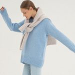 Light Blue Hygge wool sweater, Hand knit top, Supreme cashmere woolen jumper - Image 2