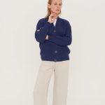 Hand knit vintage merino buttoned sweater, Womens cashmere wool jumper - Image 4