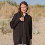 Plus Size Womens Poncho, Black Minimalist Knit Jumper, Oversized Jumper with Hood - Image 3