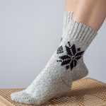 Gray Natural Wool Boots Socks, Scandinavian Hygge Hand Knitted Wool Socks, Unisex Woolen Socks - Image 3