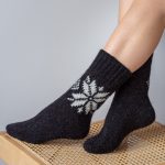 Gray Natural Wool Boots Socks, Scandinavian Hygge Hand Knitted Wool Socks, Unisex Woolen Socks - Image 5