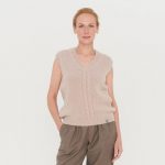 Minimalist sweater vest, Hand knitted woolen vest, Women's natural wool vest top