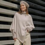 Wool Poncho Cape for Women – Minimalist Oversized Wool Wrap – Handmade Cream Cloak - Image 3