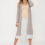 Super Long White Women's Cardigan Sweater With Hoodie, Button Closure and Pockets Infront NIDA - Image 3