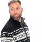 Handknitted Black Wool Sweater: Men's Scandinavian Zip-Up Top / HANS - Image 2